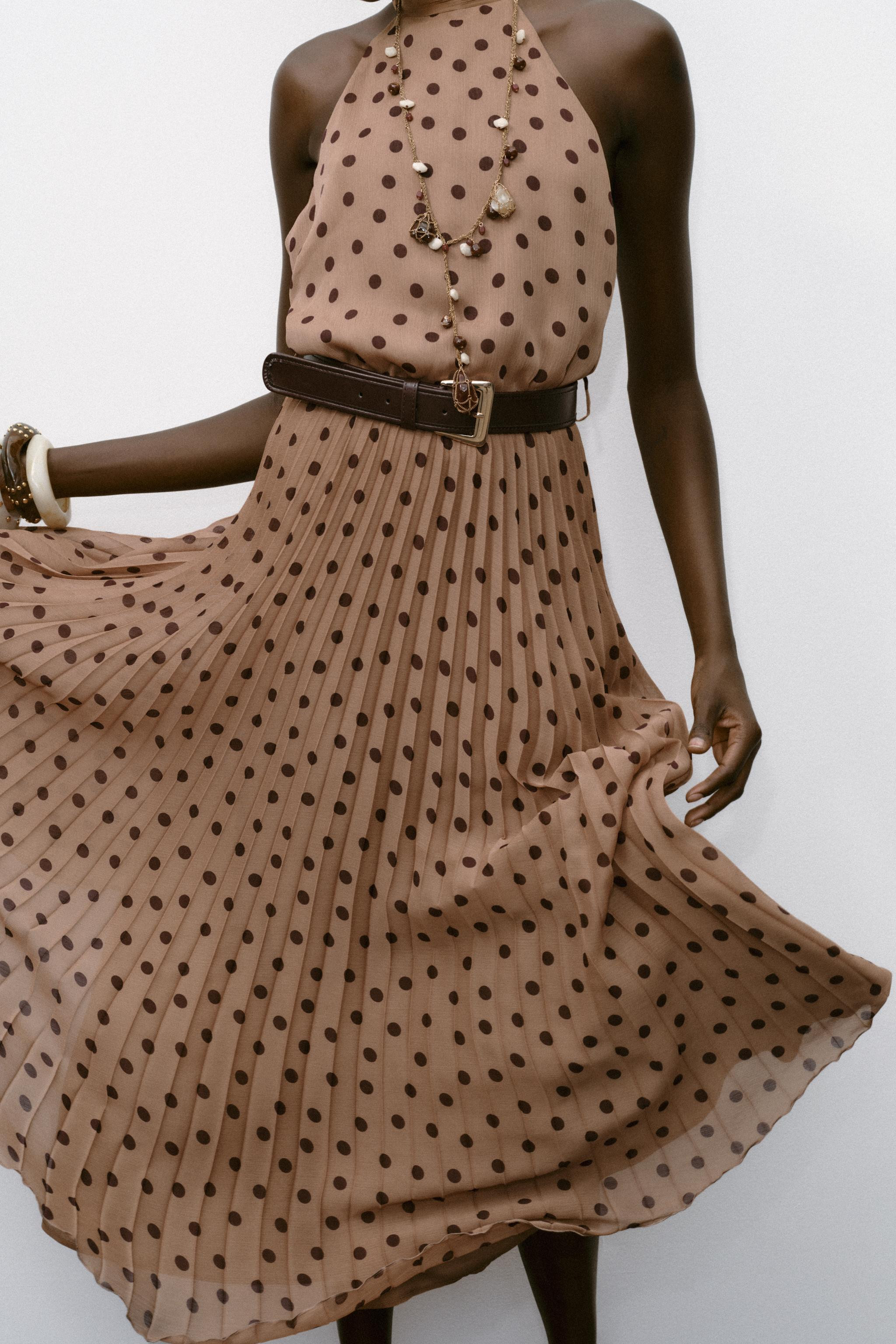 POLKA DOT MIDI DRESS WITH BELT | Zara US