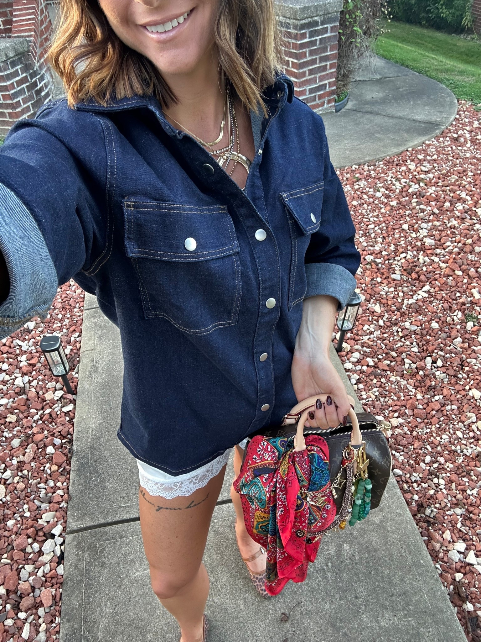 $20 Amazon dark denim shacket - runs big in a small // SHEIN lace shorts in a medium // SHEIN leopard flats // 

#LTKFindsUnder50 #LTKSaleAlert #LTKStyleTip