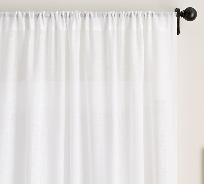 Belgian Flax Linen Rod Pocket Sheer Curtain | Pottery Barn (US)