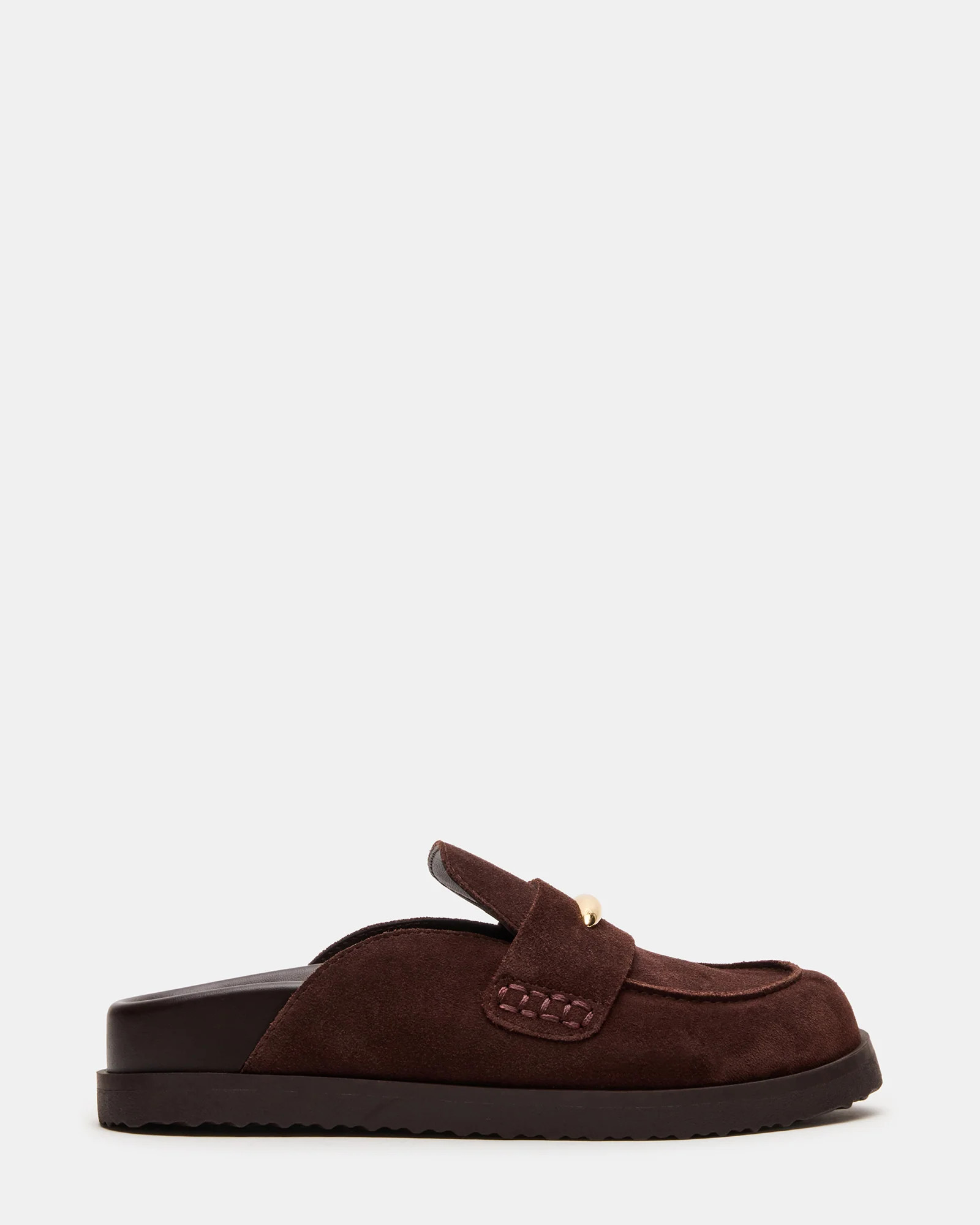 TOBIN Brown Suede Slip-On Mule Women's Flat | Steve Madden (US)