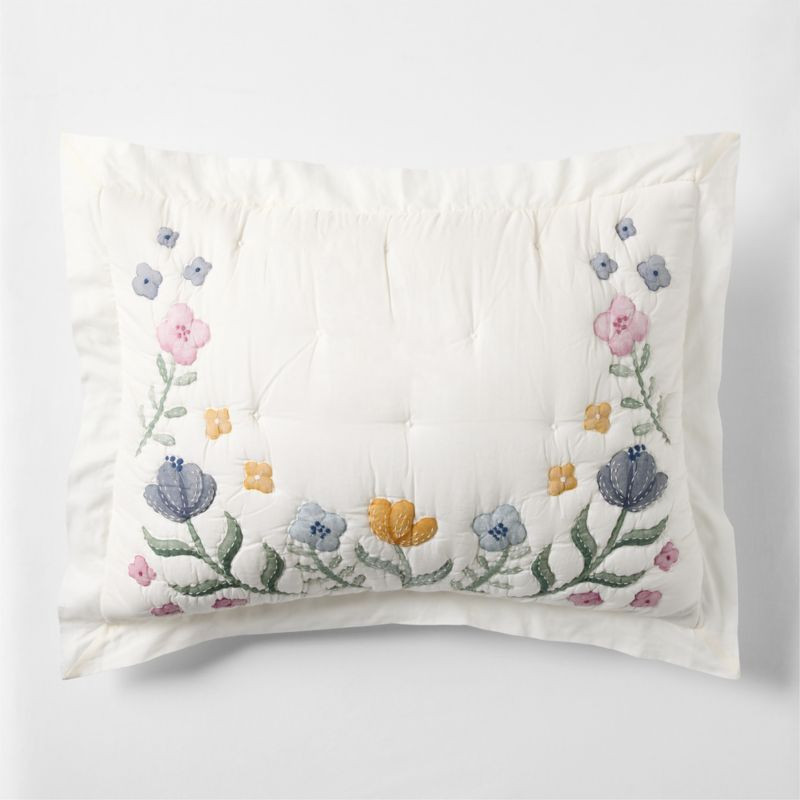 Wonderland Prairie Embroidered Cotton Voile Kids Pillow Sham + Reviews | Crate & Kids | Crate & Barrel