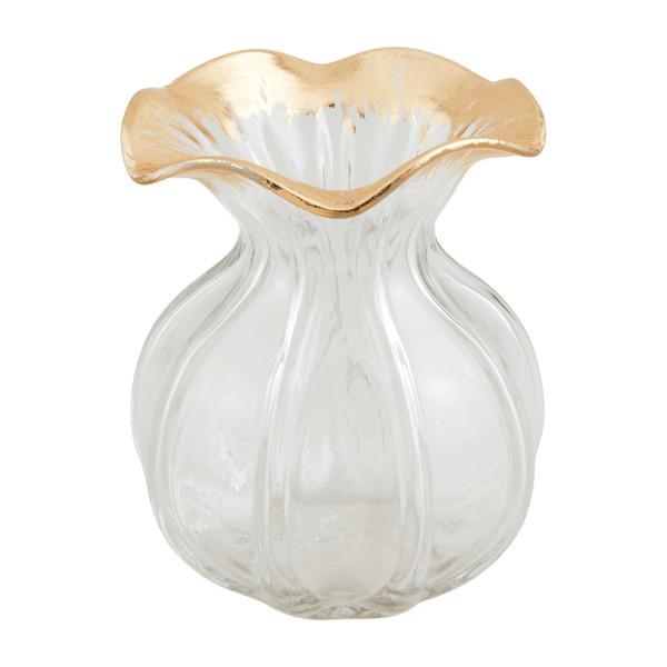 Small Gold Edge Ruffle Vase | Mud Pie