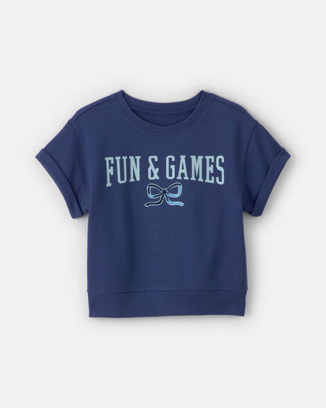 Girls 'Fun & Games' Bow French Terry Top - Navy Blue | Carter's | Carter's Inc