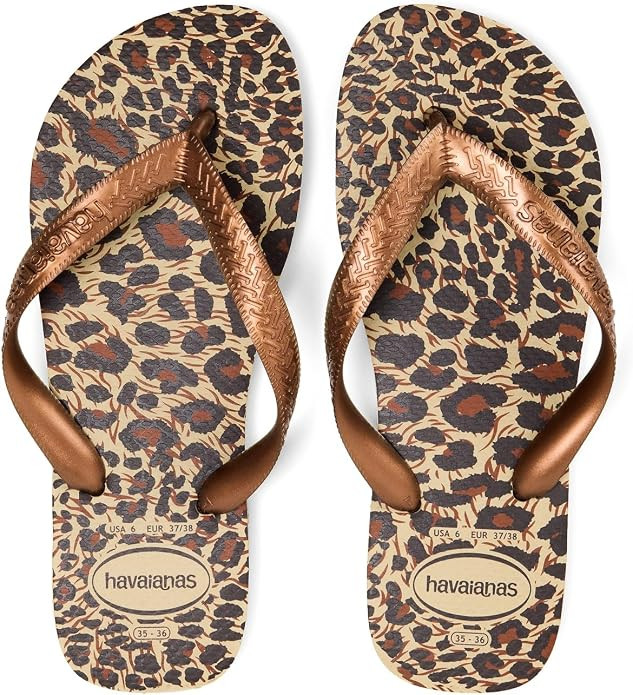 Havaianas Women'ts Top Animals Beige Rose Gold Dark Brown Flip Flops | Amazon (UK)