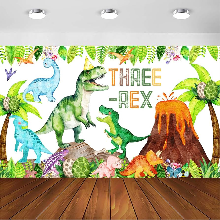 Three Rex Birthday Decorations Boy Watercolor Dinosaur 3rd Birthday Party Banner Backdrop 3 Rex D... | Amazon (US)