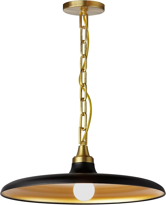 Dainolite Quentin 1 Light Pendant - 18" - Matte Black/Gold Shade | Amazon (US)