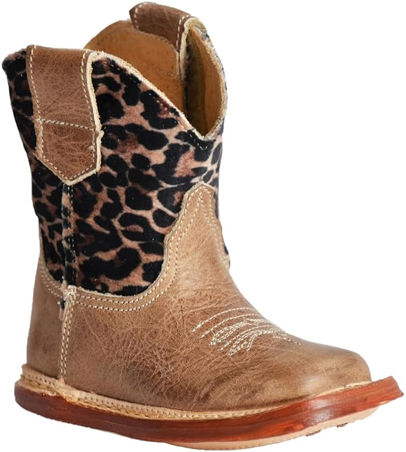 ROPER Infant Girls Cowbaby Cheetah Square Toe Casual Boots Ankle - Black, Brown | Amazon (US)