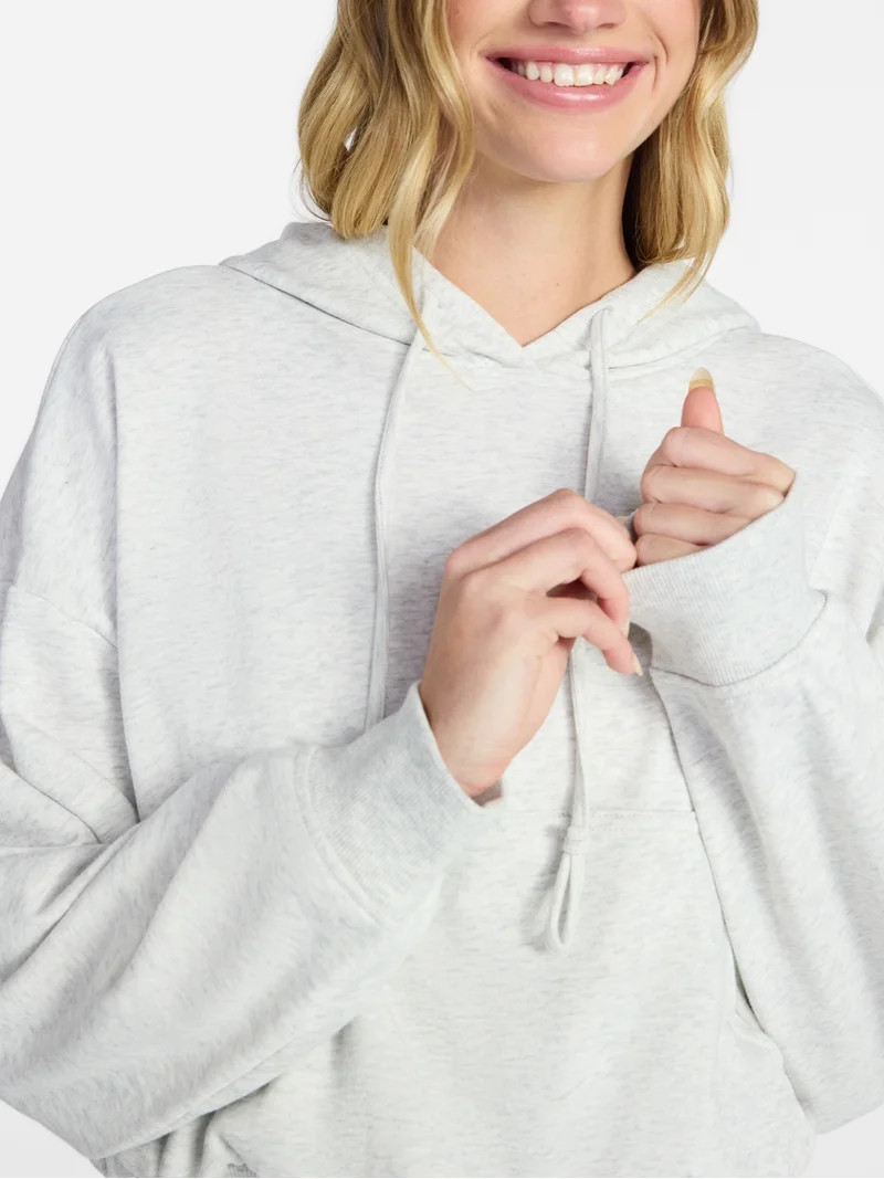 No Boundaries Bubble Hem Drawstring Hoodie, Women’s XXS-XXL | Walmart (US)