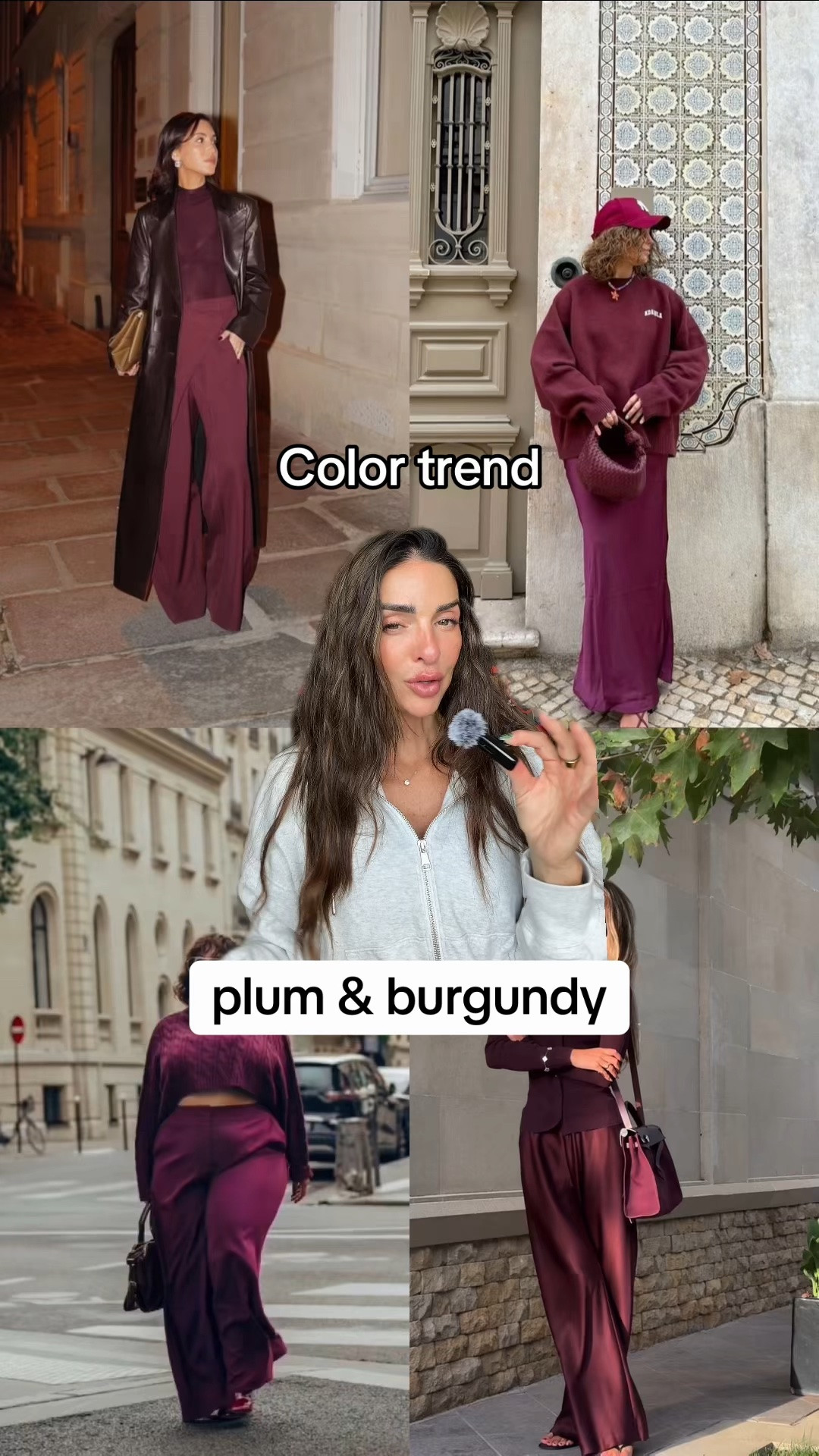 If you love wearing burgundy and plum in fall here is how to style it. I made a collection with some of my favorite plum pieces and colors I would wear them with ￼