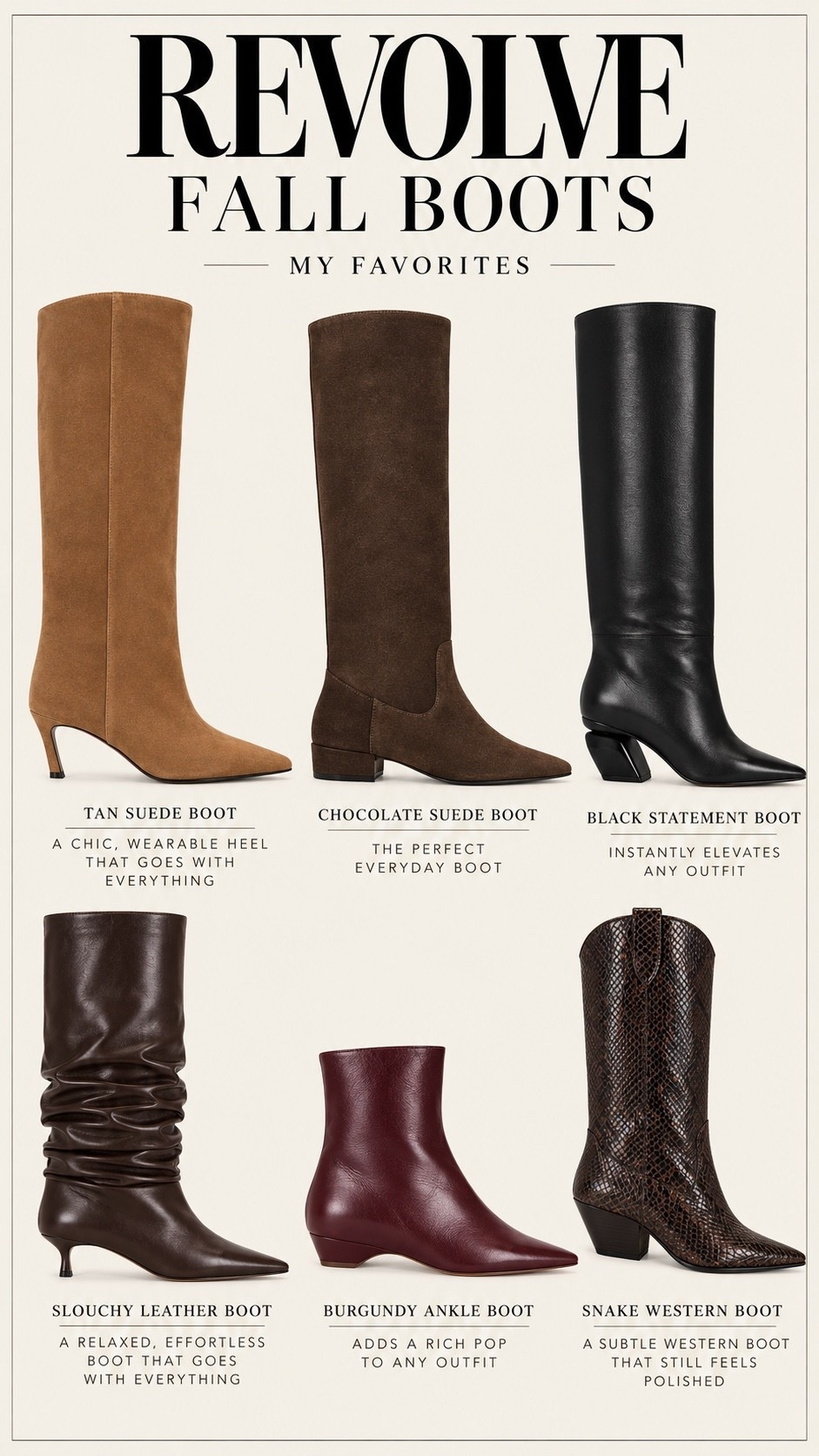 All the fall boots I’m loving at REVOLVE right now ￼

#LTKSeasonal #LTKOver40 #LTKootd