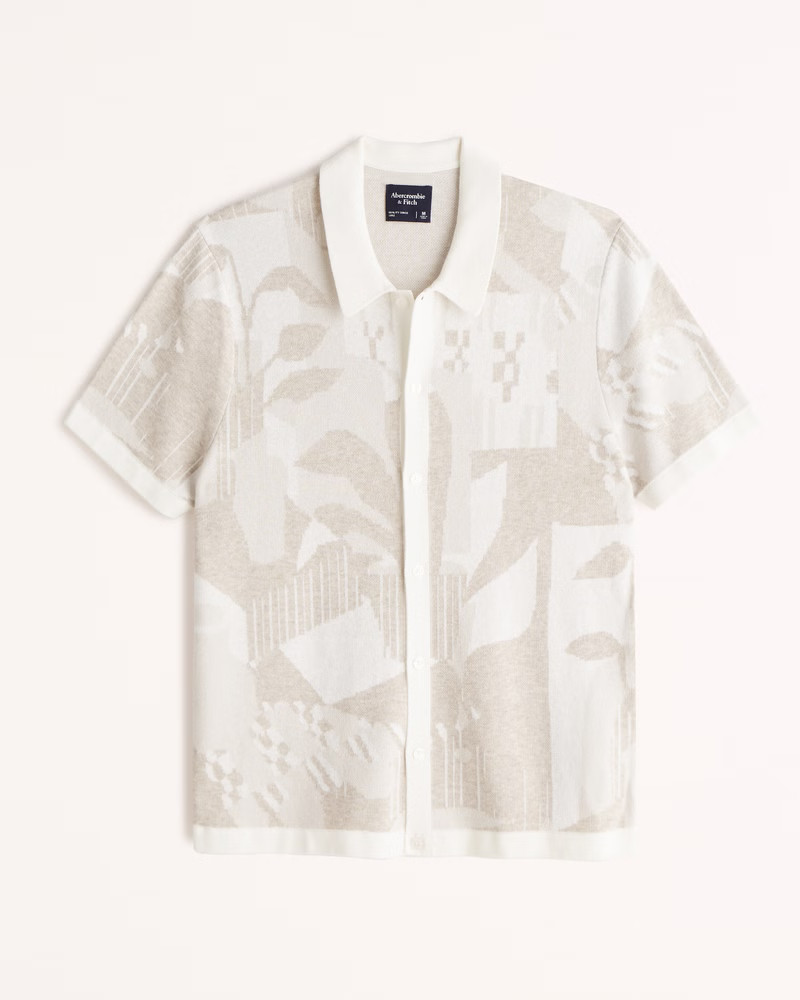 Pattern Button-Through Sweater Polo | Abercrombie & Fitch (US)