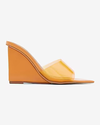 Orange Vinyl Wedge Sandals | Express