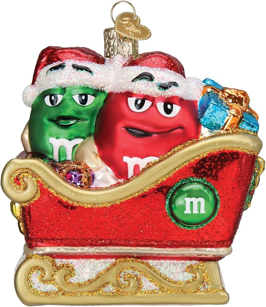 Old World Christmas M&M'S in Sleigh Glass Blown Ornament for Christmas Tree | Amazon (US)