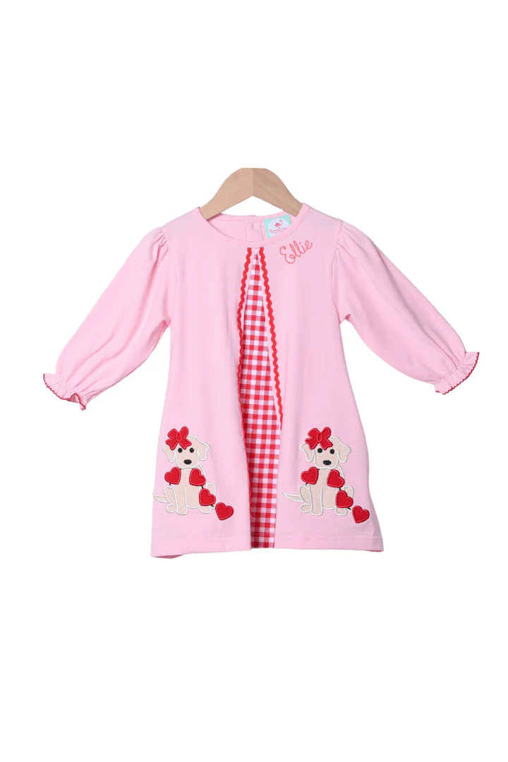 Applique Sweetheart Puppy Dress | The Smocked Flamingo