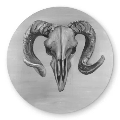 Grayscale Aries Skull - Round Outdoor Area Rug | Home Decor | Wayfair North America