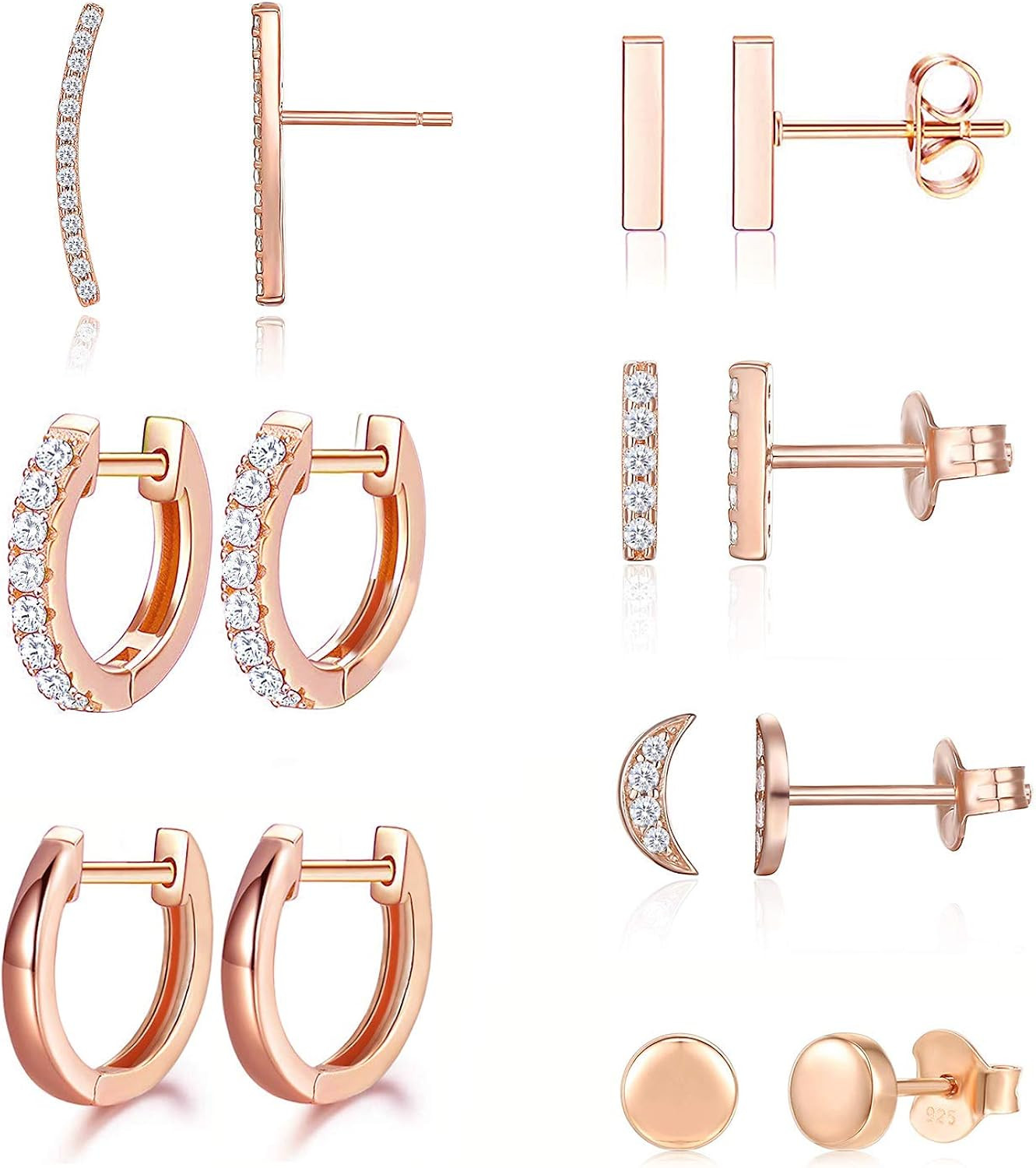 Earrings for Women Hoop Huggie Girls Ear Piercing Minimalist Cuff Mini Bar Dainty Stud Perfect fo... | Amazon (US)