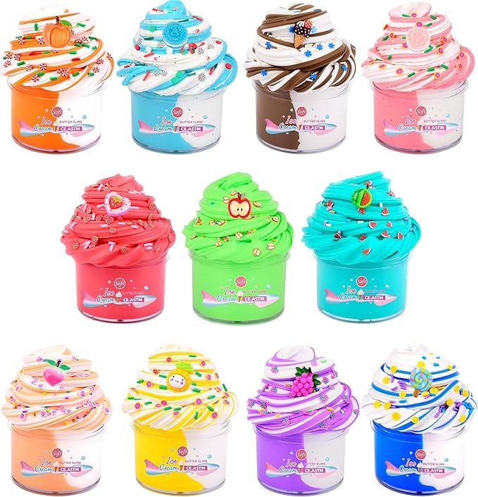 Butter Slime Kit 11 Pack, DIY Scented Slime with Cute Charms, Dual Color Super Soft and Non-Stick... | Amazon (US)