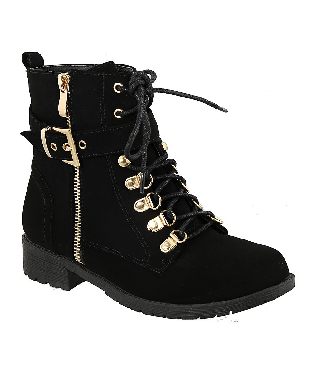 TOP MODA Women's Casual boots Black - Black Action Combat Boot - Women | Zulily