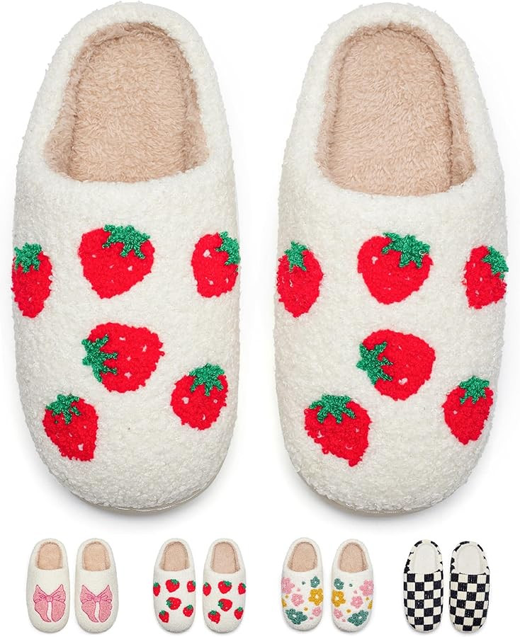 Cute House Slippers for Women Men Warm Cozy House Shoes Fuzzy Home Slippers with Memory Foam Indo... | Amazon (US)