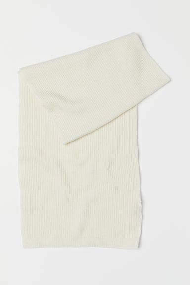 H & M - Ribbed Cashmere Scarf - White | H&M (US + CA)
