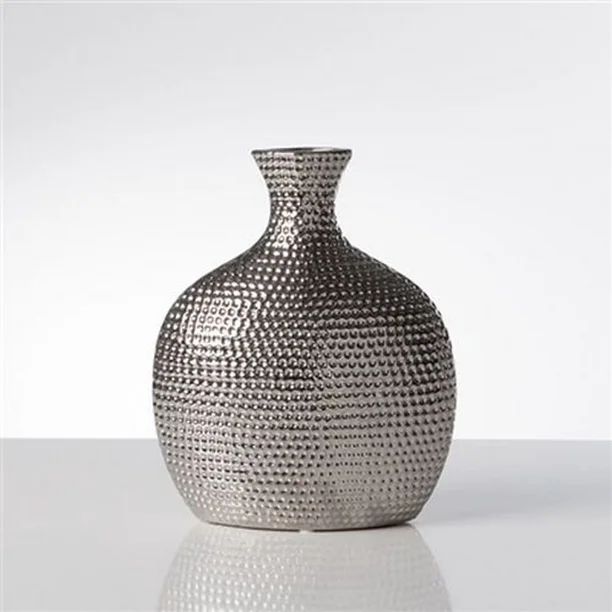 Torre & Tagus Helio Hammered Ceramic Bottle Vase - Tall, Silver, 9.75" - Walmart.com | Walmart (US)