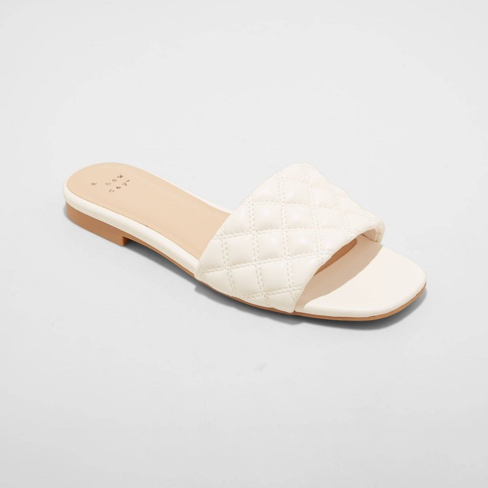 Women's Ama Quilted Slide Sandals - A New Day White 10 | Target