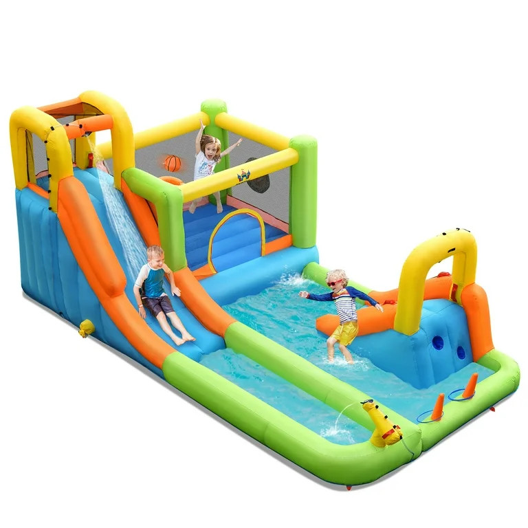 Costway Inflatable Water Slide Park Bounce House Splash Pool Without Blower | Walmart (US)