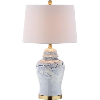 JONATHAN Y Wallace Ginger Jar 26" Marble Ceramic Table Lamp, Blue/White | Traditional Style, Bras... | Amazon (US)