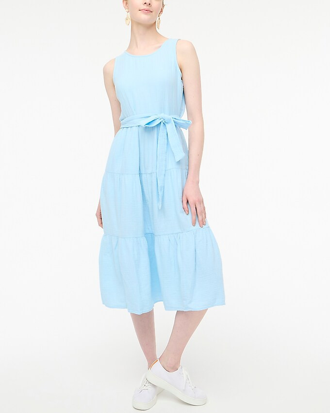 Petite belted gauze midi dress | J.Crew Factory
