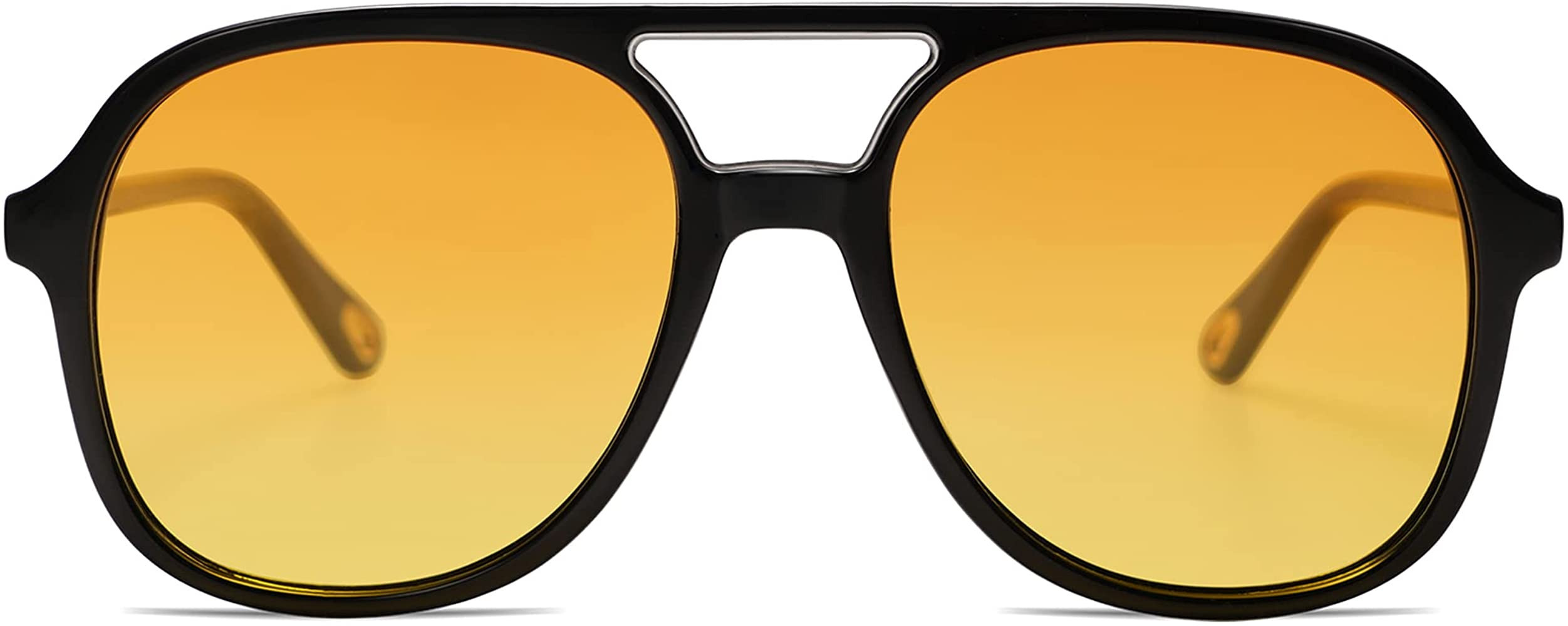 SOJOS Retro Square Polarized Aviator Sunglasses Womens Mens 70s Vintage Double Bridge Sun Glasses... | Amazon (US)