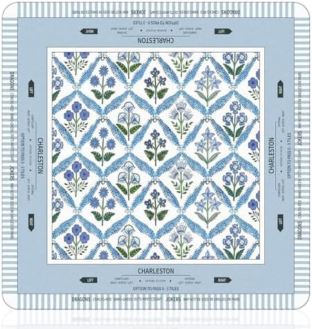 Tegeme Chinoiserie Mahjong Mat 31.5x31.5 Inch Blue Flower Mahjong Mat Anti Slip Noise Reduction M... | Amazon (US)