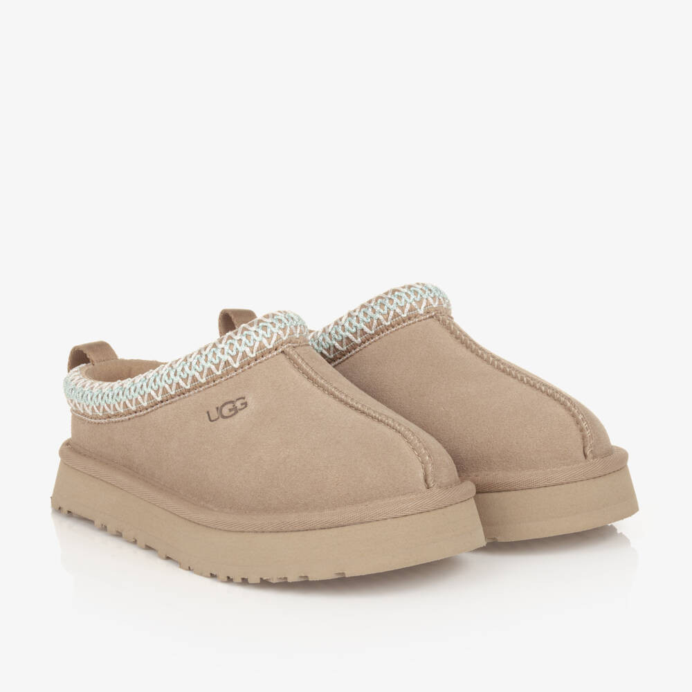 Ugg Beige Suede Leather Tazz Mules | Childrensalon