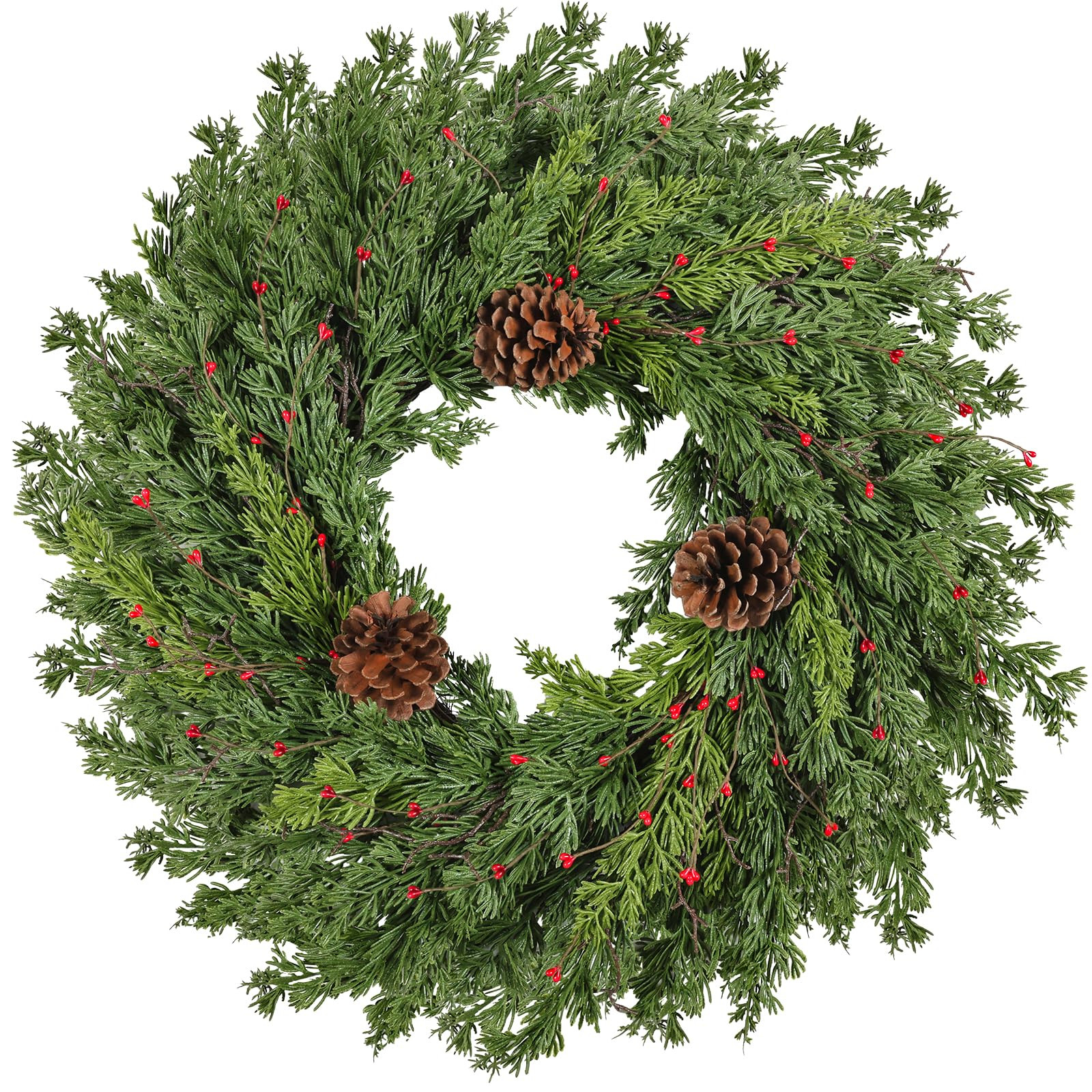 Real Touch Pine Christmas Wreath 24 Inch Christmas Wreaths for Front Door Winter Wreath Artificia... | Amazon (US)