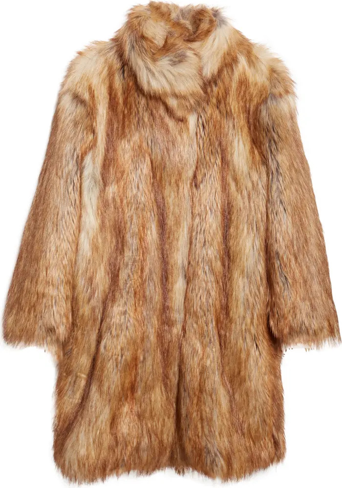 Stand Collar Faux Fur Coat | Nordstrom