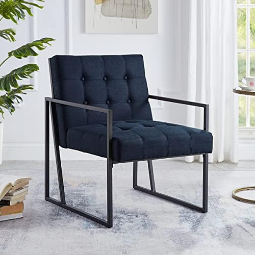 24KF Mid-Century Linen Tufted Accent Chair with Metal Stand, Decorative Furniture Chairs for Livi... | Amazon (US)