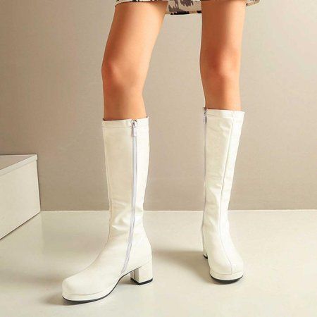 Tdoqot Womens Thigh High Boots- Christmas Gifts Fashion Mid-Heel Chunky Heel Women s Knee High Boots | Walmart (US)