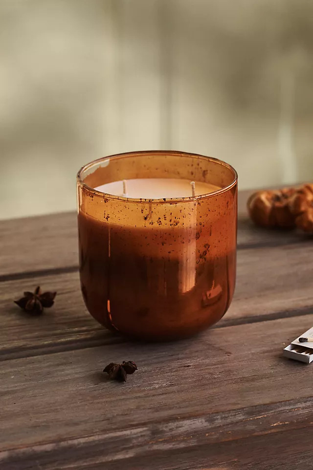 Linnea Ombre Glass Candle, Pumpkin Amber | Anthropologie (US)