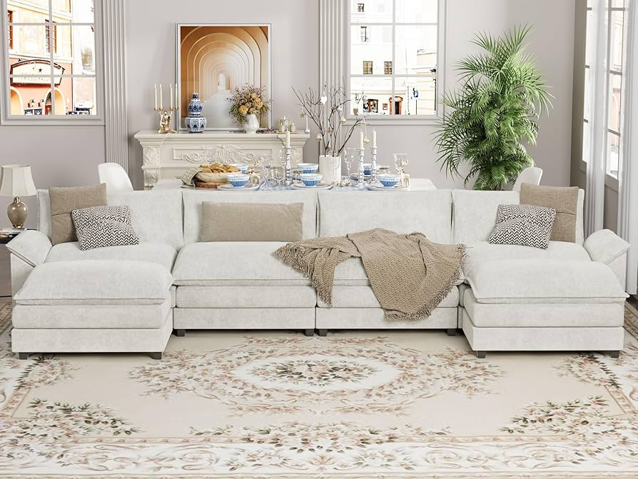 YESHOMY Sectional Modular Sofa U Shaped Chenille Fabric Couch with High Supportive & Soft Sponges... | Amazon (US)