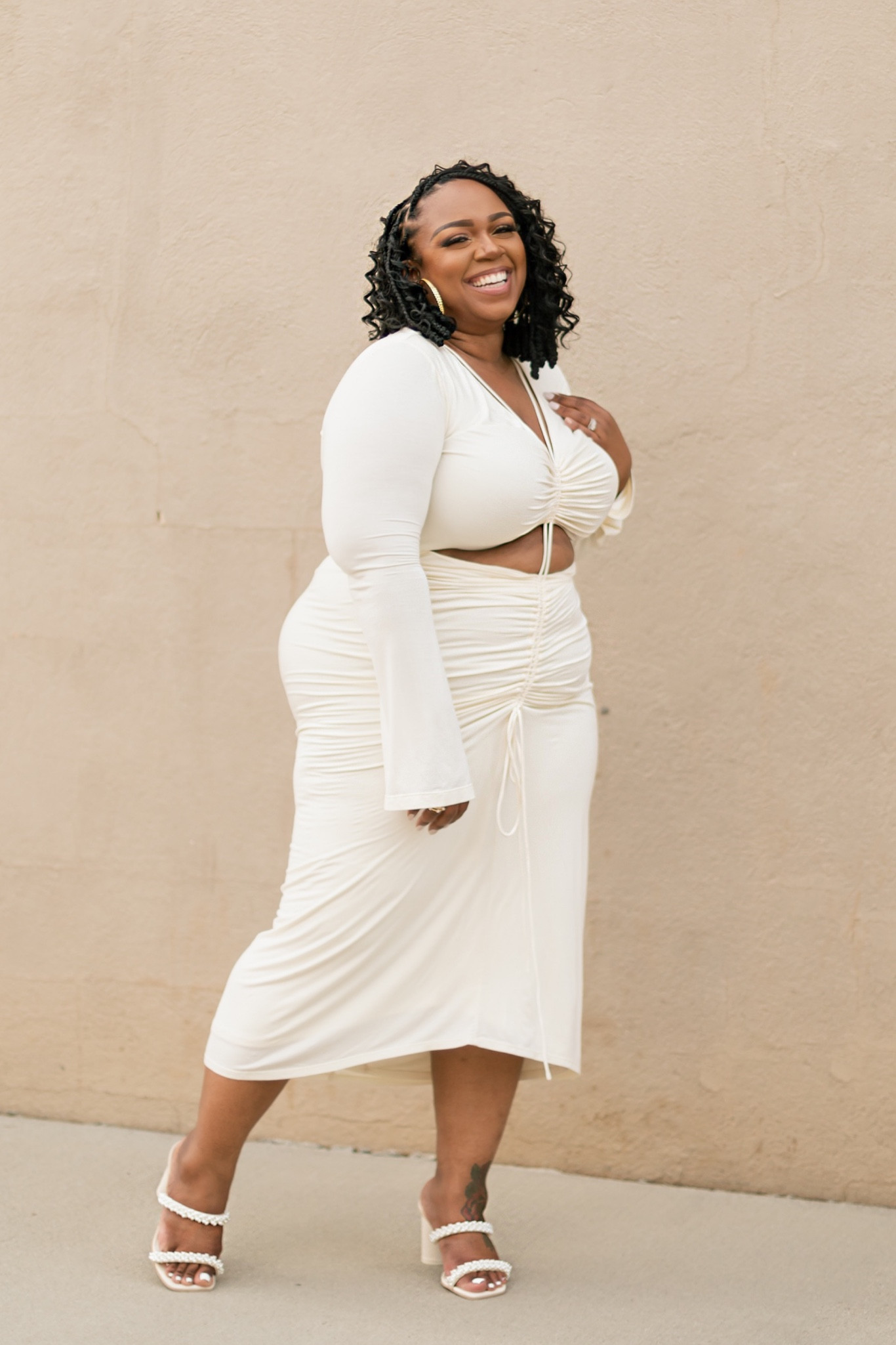 Plus size white midi skirt sale