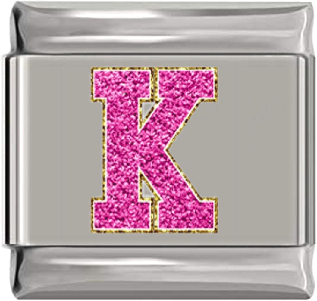 NewCharms Sparkle Pink Letter K Italian Charm | Amazon (US)