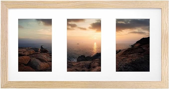KINLINK 8x16 Panoramic Collage Picture Frame, Natural Solid Wood Frame with HD Plexiglass for Mul... | Amazon (US)