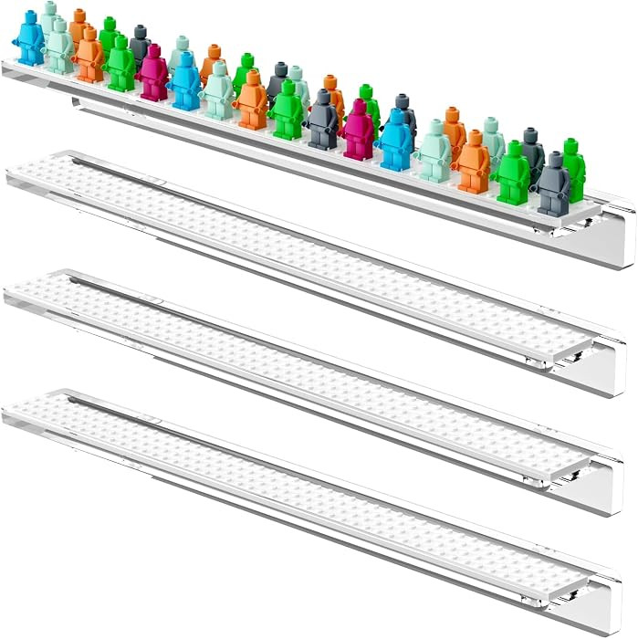 4Pack Acrylic Minifigure Display Case Holds Up to 96 Figures, Wall Mount Acrylic Floating Shelf D... | Amazon (US)
