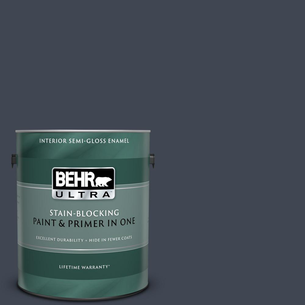 BEHR ULTRA 1 gal. #PPU14-20 Starless Night Semi-Gloss Enamel Interior Paint and Primer in One | The Home Depot