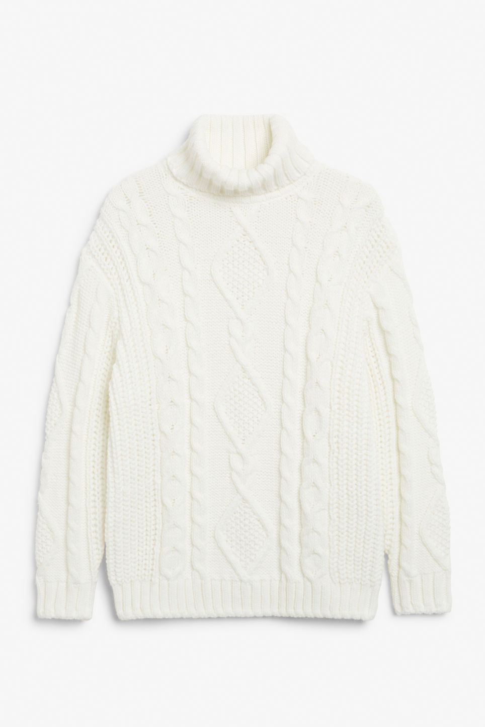 Heavy knitted roll neck sweater - White | Monki