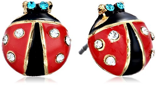 Betsey Johnson Red & Black Ladybug Stud Earrings | Amazon (US)
