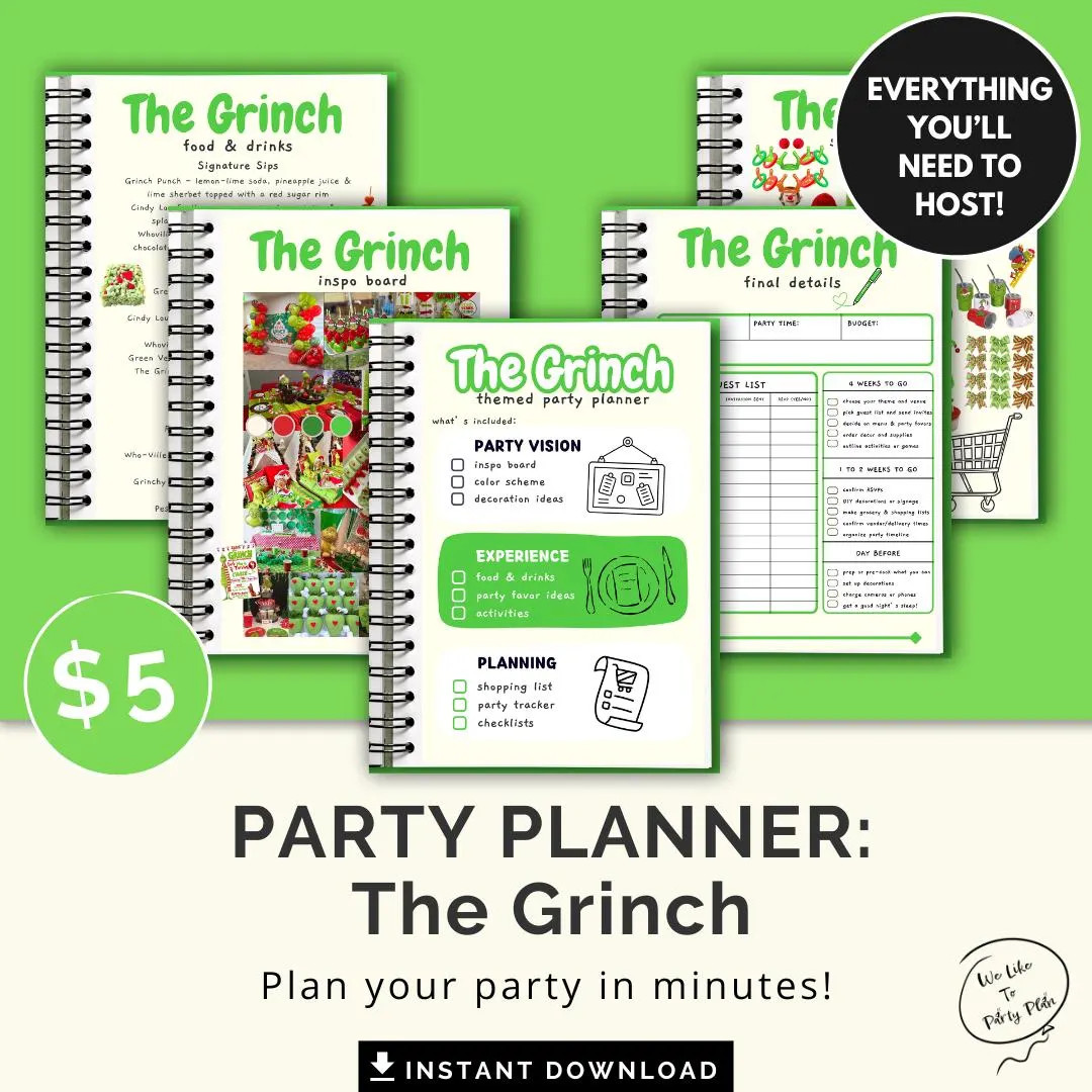The Grinch Party Planner – 15 Page Printable | Instant Download | 5 Dollar Party Guide - Etsy | Etsy (US)