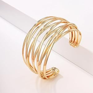 SELFWIMG Twisted Cuff Bangle Bracelet for Women Girls Trendy Multi-layer Wire Warp Bangle Bracele... | Amazon (US)