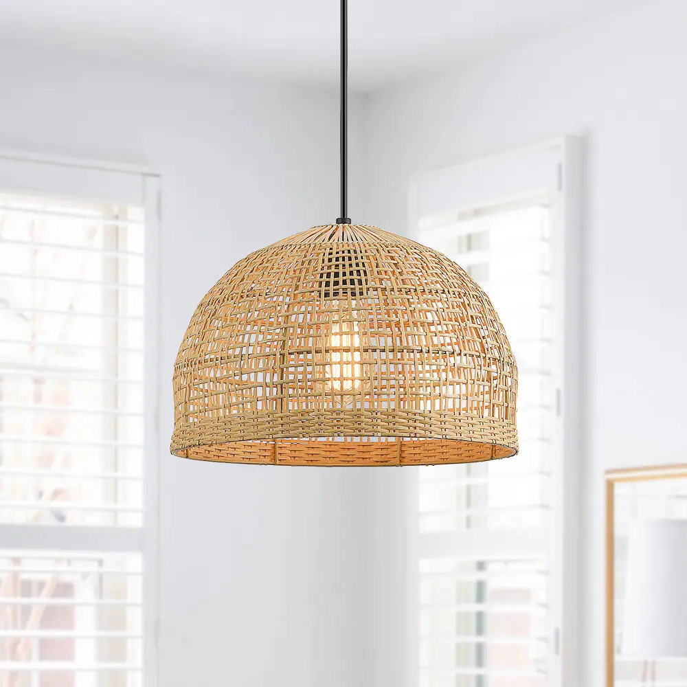 True Fine Woode Black/Wheat Bohemian/global Dome Medium Hanging Pendant light | TD90034P | Lowe's