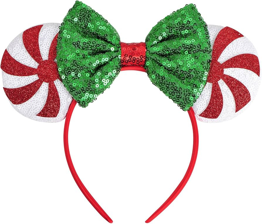 Green Mouse Ears Headband, Sequin Christmas Mice Ears, Christmas Candy, Hairband for Girls and Wo... | Amazon (US)