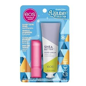 eos Holiday Skin Care Set- Vanilla Cashmere Travel Hand Cream & Candy Cane Swirl Lip Balm, Stocki... | Amazon (US)